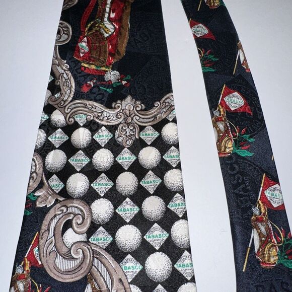 Golfing Christmas Tie (57”x4”) Tabasco Brand. 100% Silk. Made In USA. - Picture 9 of 10